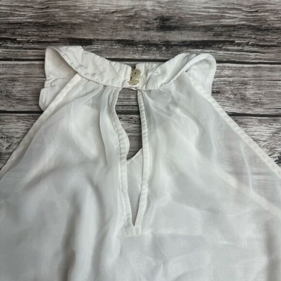 Free People Women's Crop Sheer Floral High Neck Tank Top XS Extra Small Cream - Picture 6 of 10